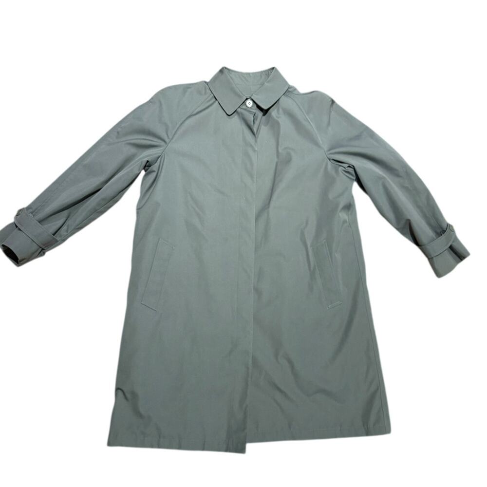 London Towne Women’s 16R Gray Button Up Trench Coat/jacket Removable Lining